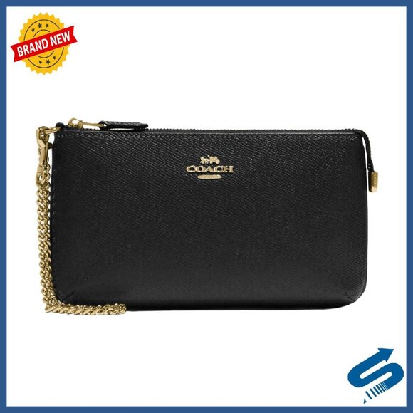 Handbags - Large Crossgrain Leather Wristlet with Chain Strap, 8 Card Slots